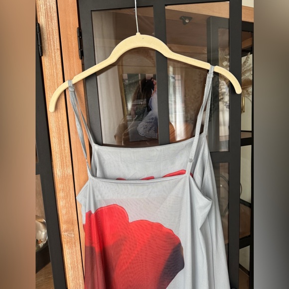 Luciana maxi dress flower mesh tulip long rat&boat spaghetti straps sheer - Picture 12 of 12